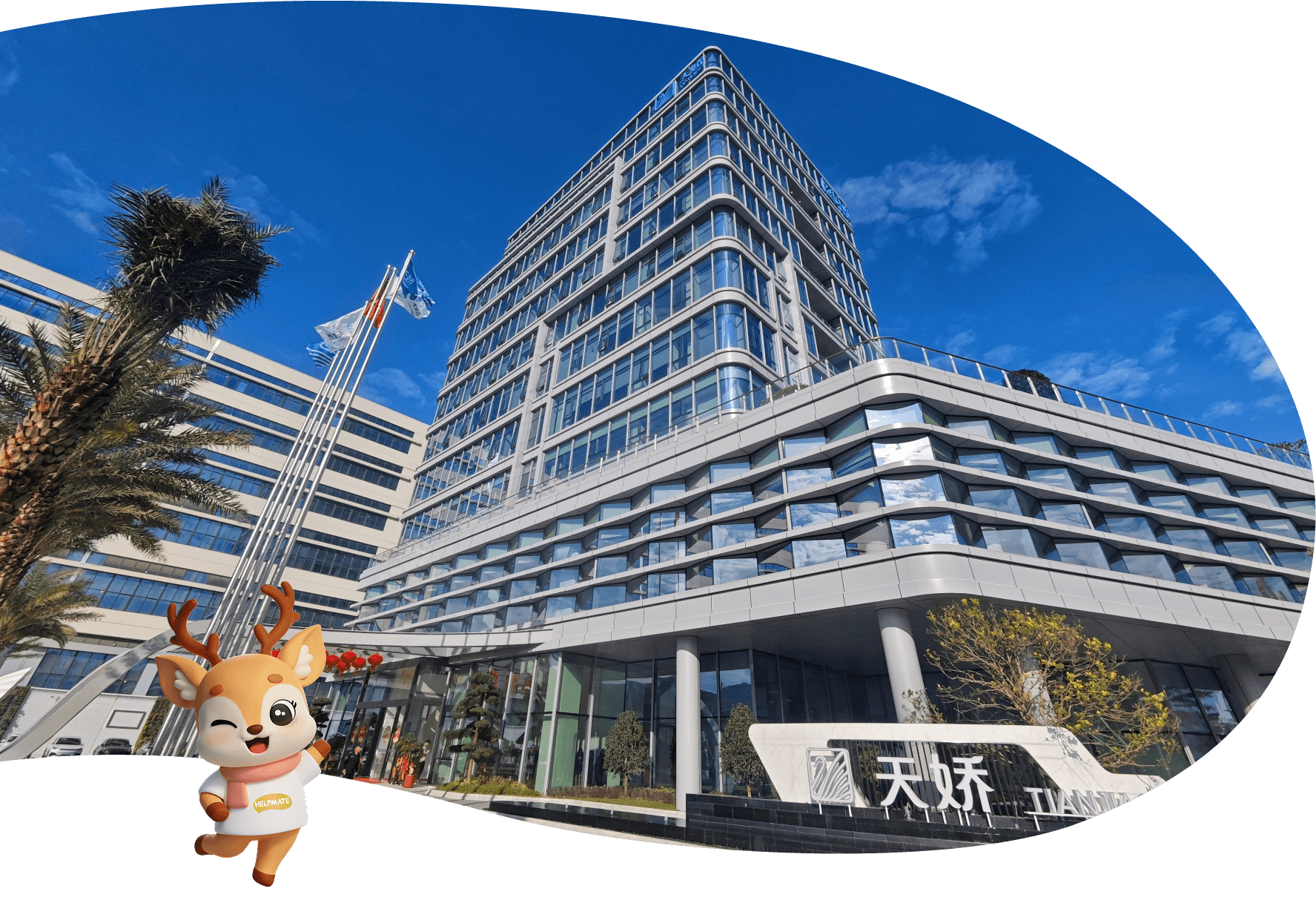 Vue ext&eacute;rieure du b&acirc;timent du si&egrave;ge social de l\'entreprise Helpmate